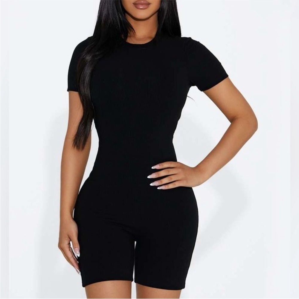 Naked Wardrobe Black Short Sleeve Women's Romper